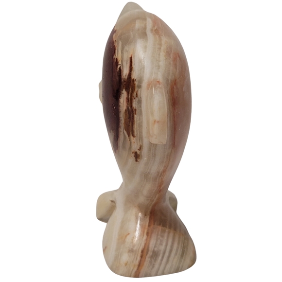 Vintage Onyx Dolphin Sculpture Hand Carved Stone 4" Tall Red-Brown Ivory Pink - Picture 5 of 13